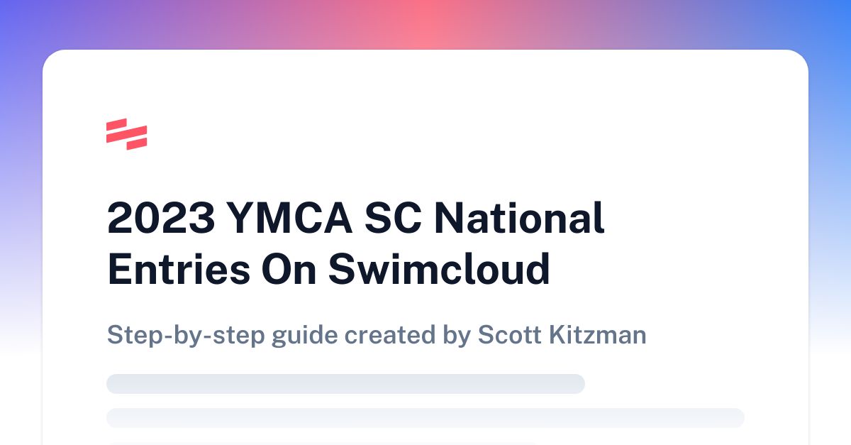 2023 YMCA SC National Entries On Swimcloud Scribe