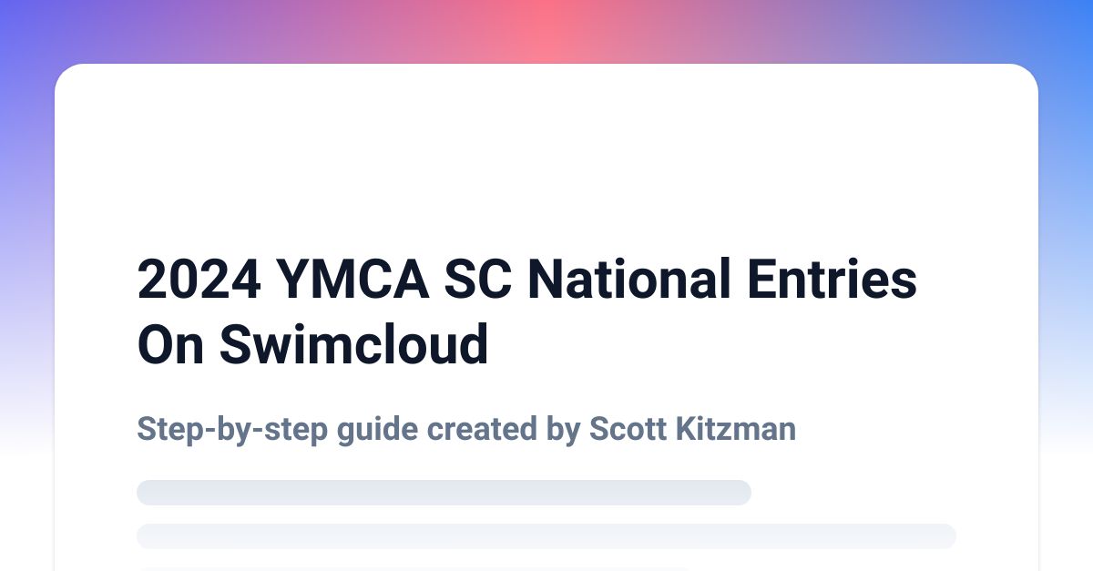 2024 YMCA SC National Entries On Swimcloud Scribe