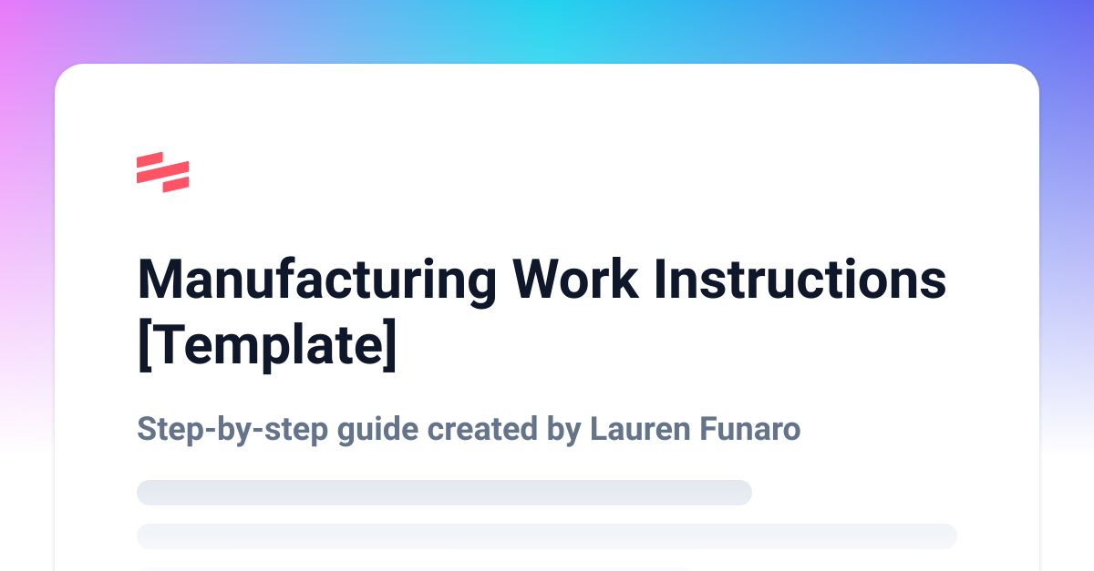 Manufacturing Work Instructions Template Scribe
