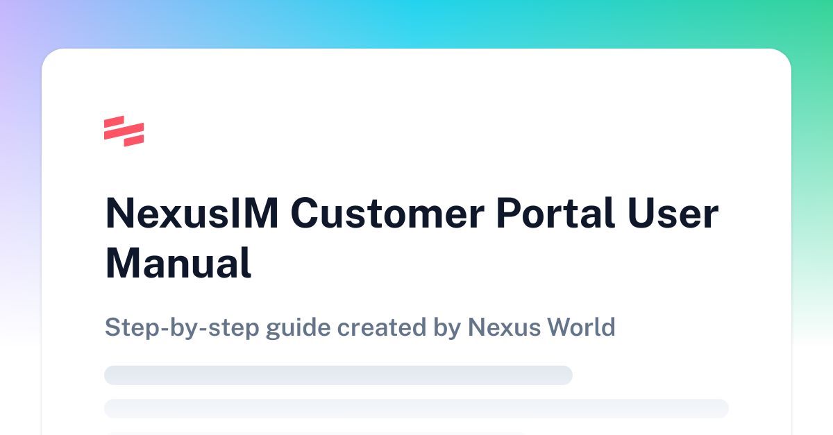 NexusIM Customer Portal User Manual | Scribe