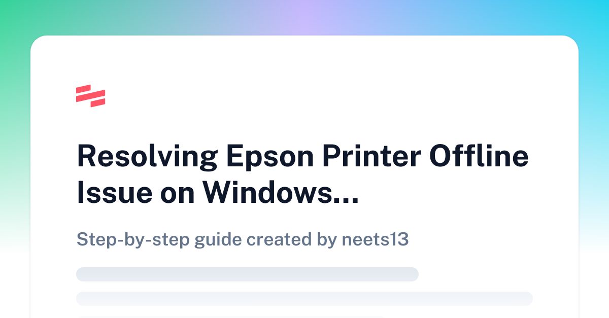 Resolving Epson Printer Offline Issue On Windows 10 A Comprehensive Step By Step Guide Scribe 2605