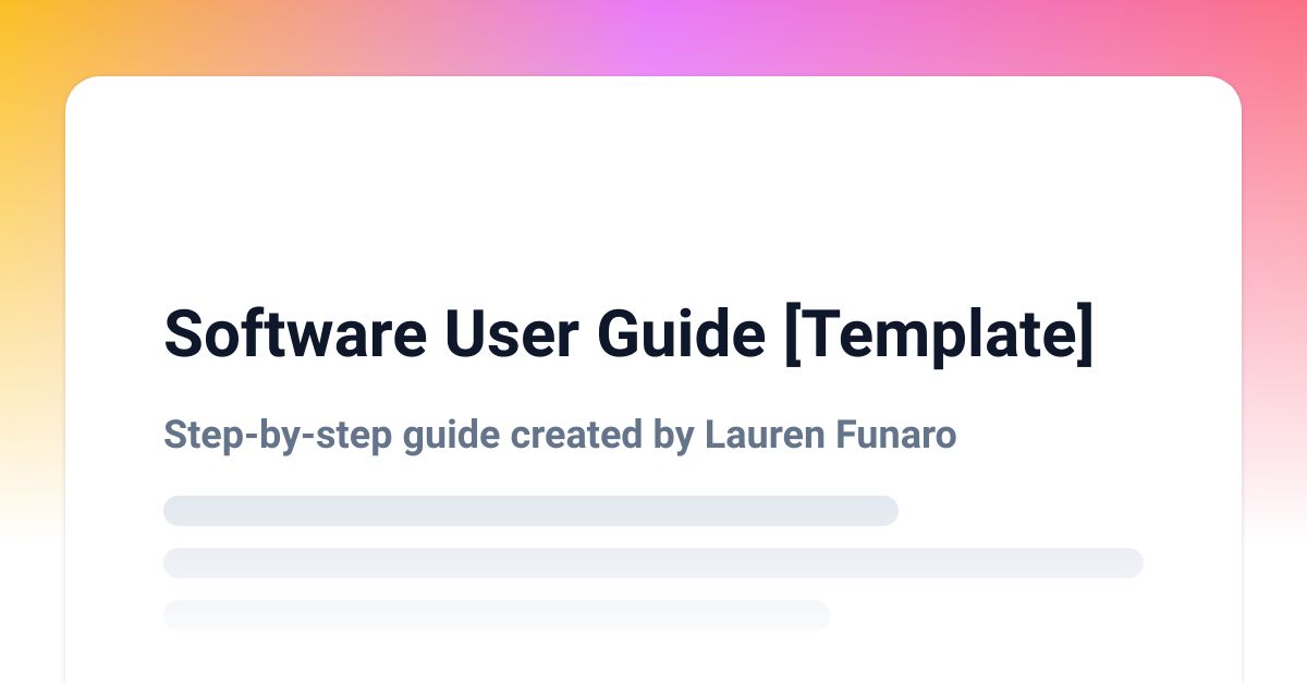 Software User Guide [Template] Scribe