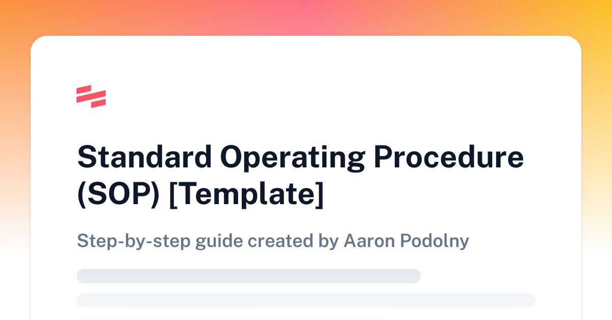 Standard Operating Procedure Sop Template Scribe 0084