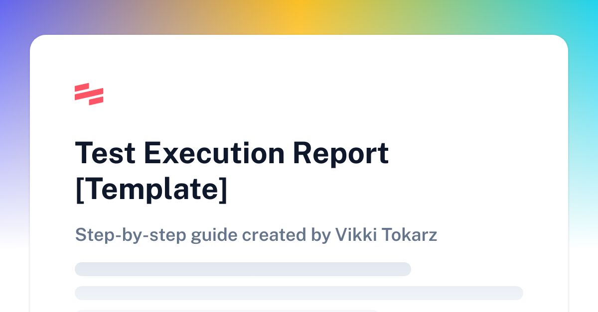 Test Execution Report Template Scribe